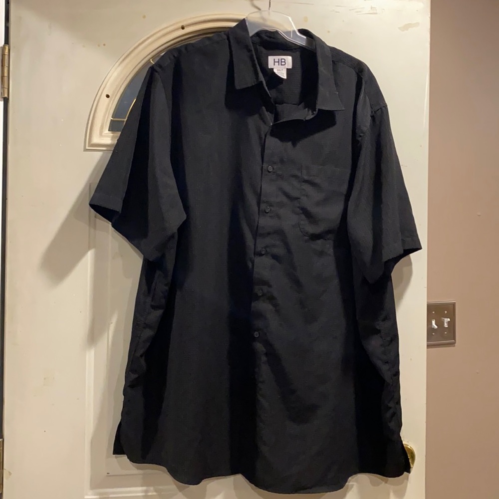 BLACK MENS PLUS BUTTON DOWN